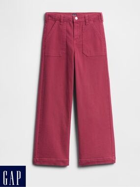 Kids High Rise Utility Wide-Leg Jeans